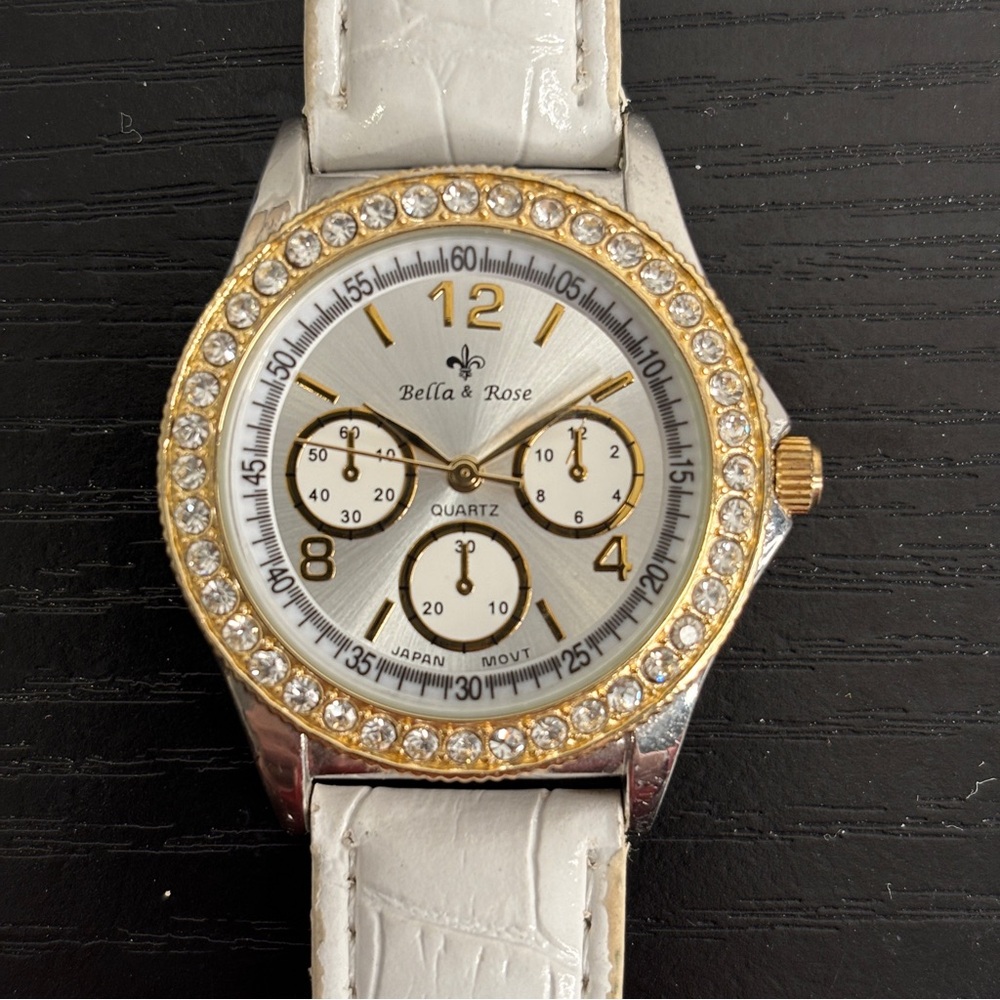 Vintage Bella & Rose Women’s  White Band Wrist Watch Japan Movement Luxury